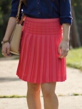 J. Crew Coral-Pink Pleated Mini Skirt